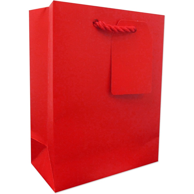 Heavyweight Solid Color Small Gift Bags, Matte Red