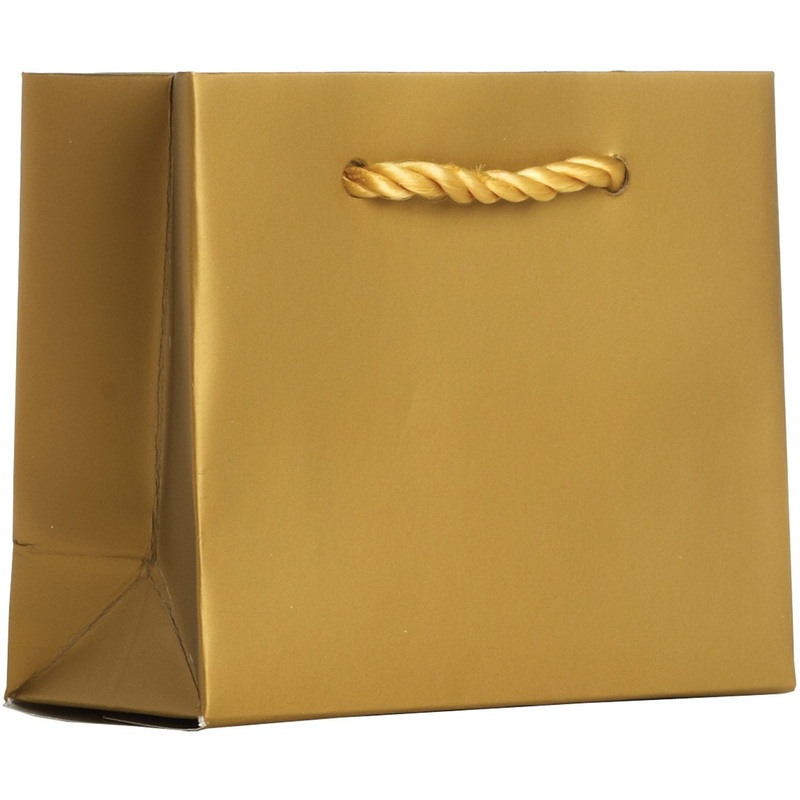 Heavyweight Solid Color Tiny Gift Bags, Matte Metallic Gold