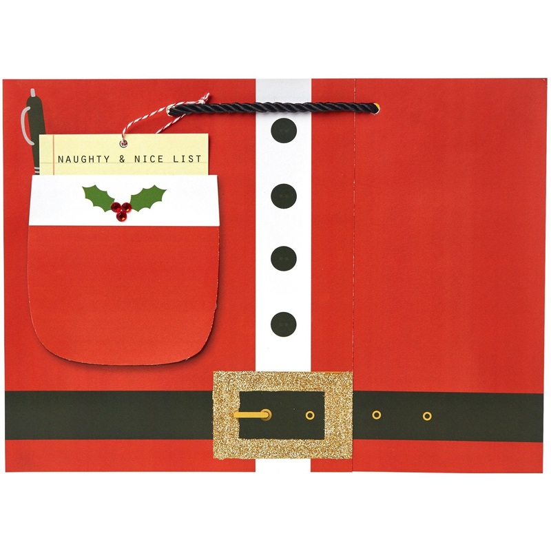 Large Matte Christmas Gift Bags with Holographic, Santa List