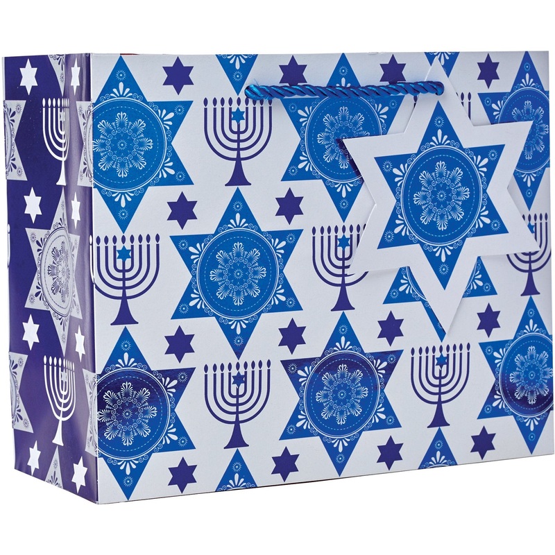 Medium Matte Hanukkah Gift Bags with Foil, 8 Nights
