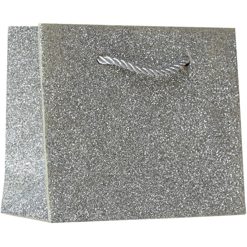 Tiny Gift Bags, Silver Glitter