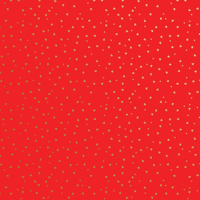 Gold Red Hearts Love Gift Wrap
