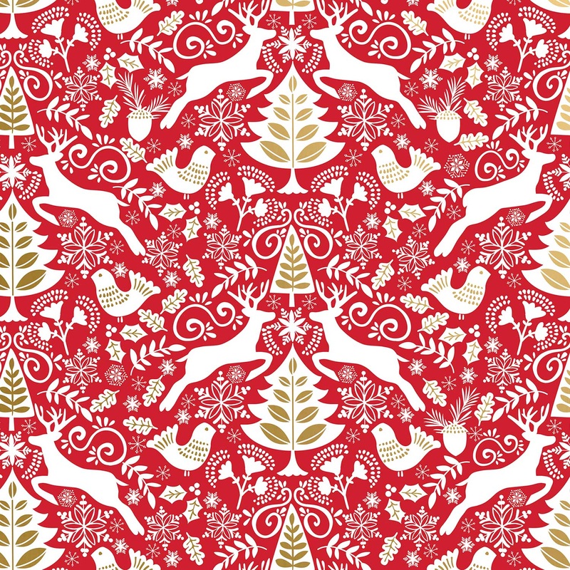 Red Scandanavian Christmas Gift Wrap