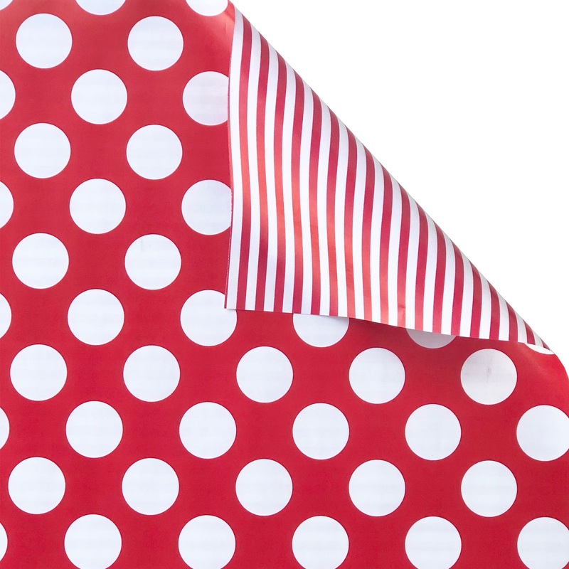 Two-Sided Red Dot Stripe Gift Wrap