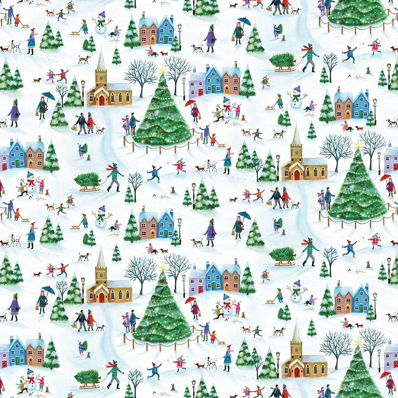 Village Town Christmas Gift Wrap