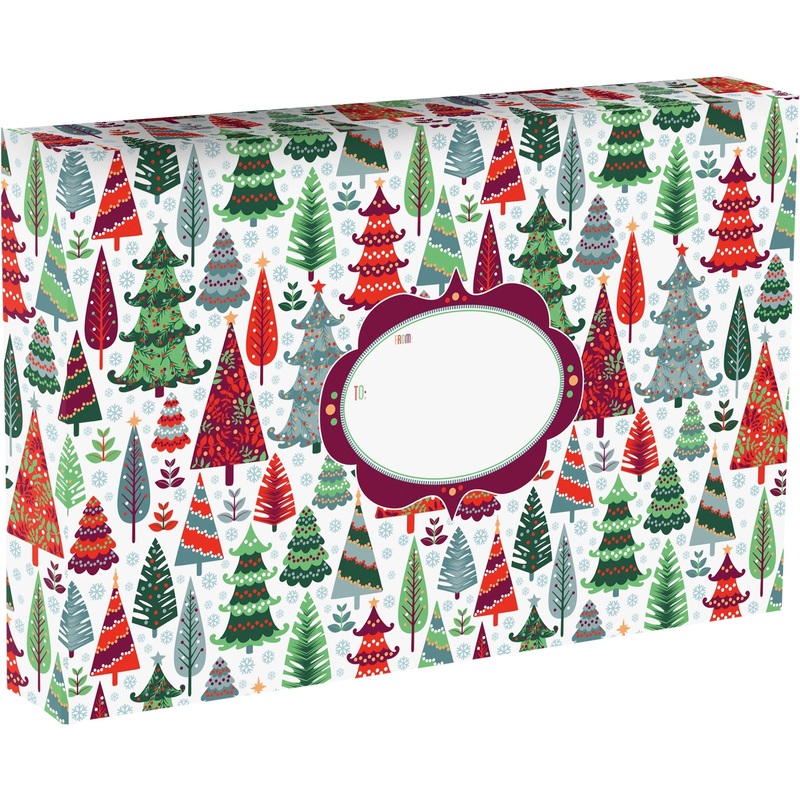 Holiday Trees Large Christmas Printed Gift Mailing Boxes