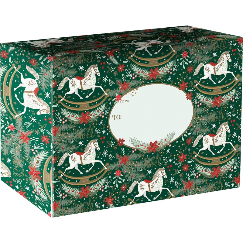 Rocking Horse Noel Medium Christmas Printed Gift Mailing Boxes