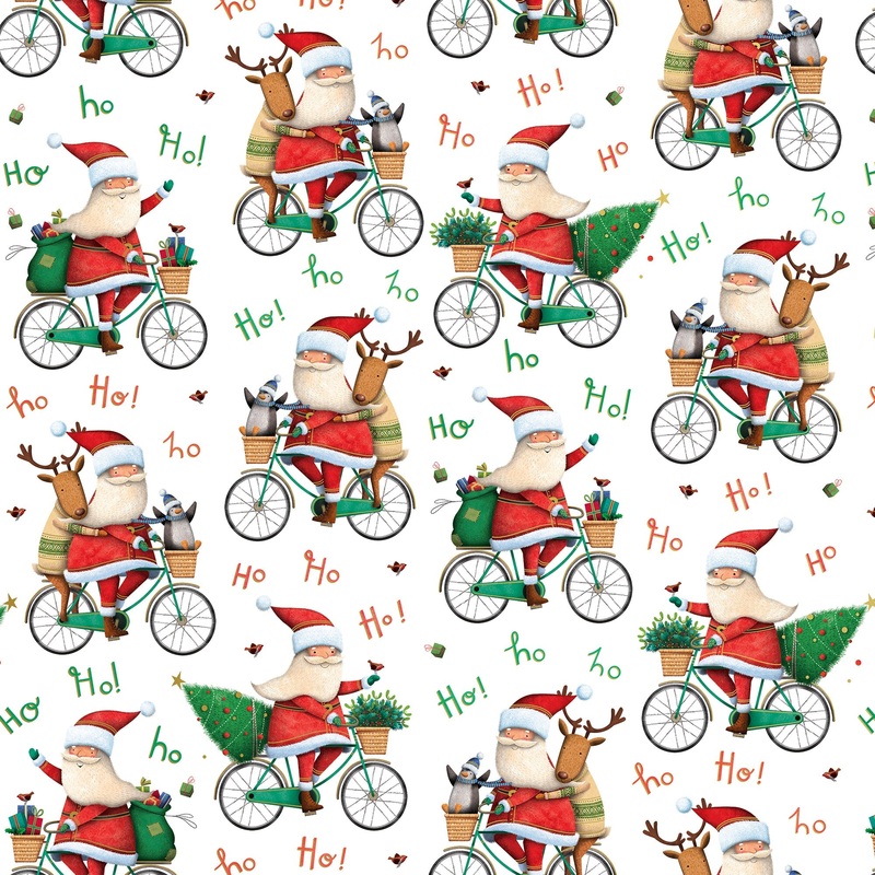 Santa Bicycle Christmas Gift Wrap