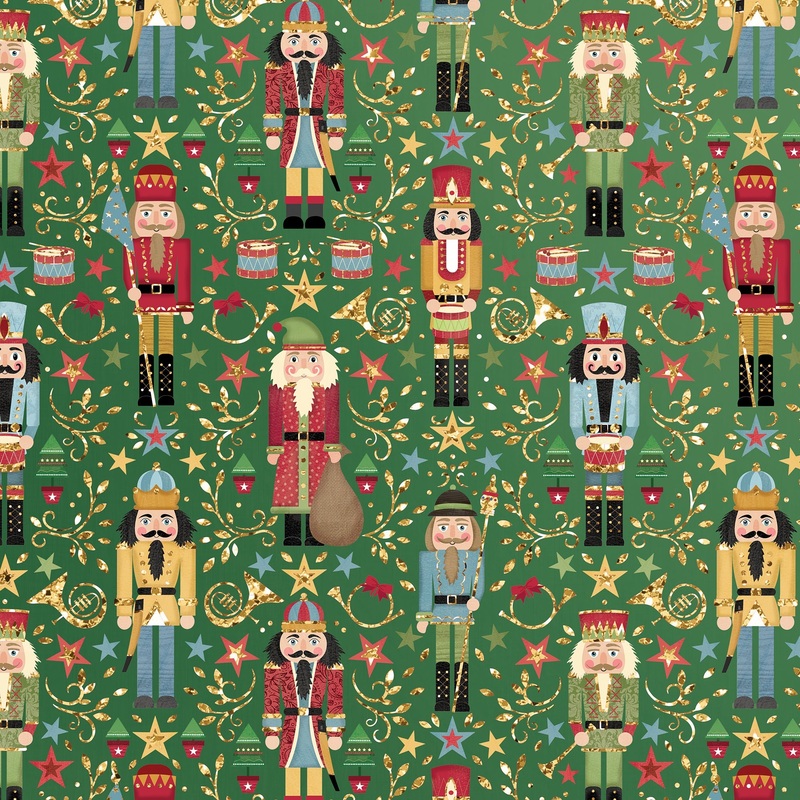 Sparkling Nutcracker Holographic Christmas Gift Wrap