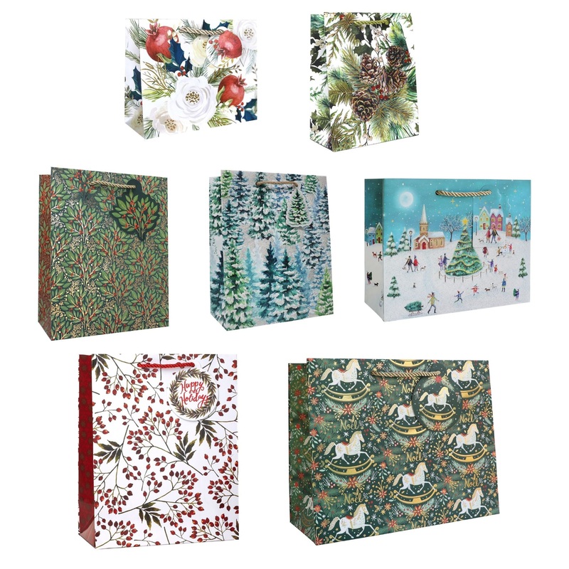 Traditional Christmas Gift Bag Bundle, 7-Count
