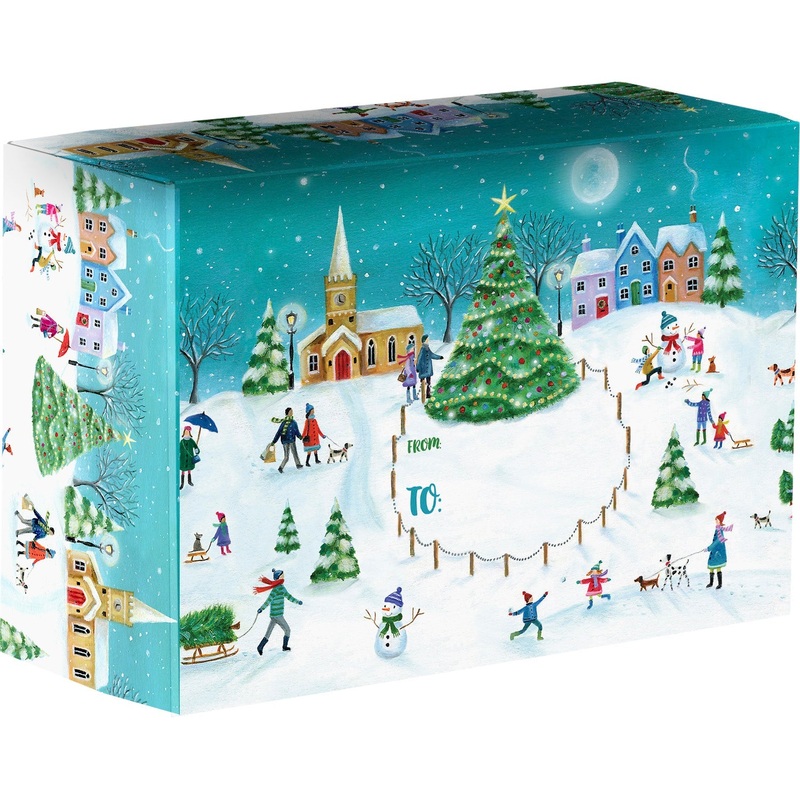 Village Medium Christmas Printed Gift Mailing Boxes