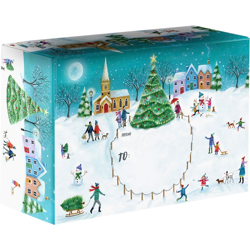 Village Small Christmas Printed Gift Mailing Boxes