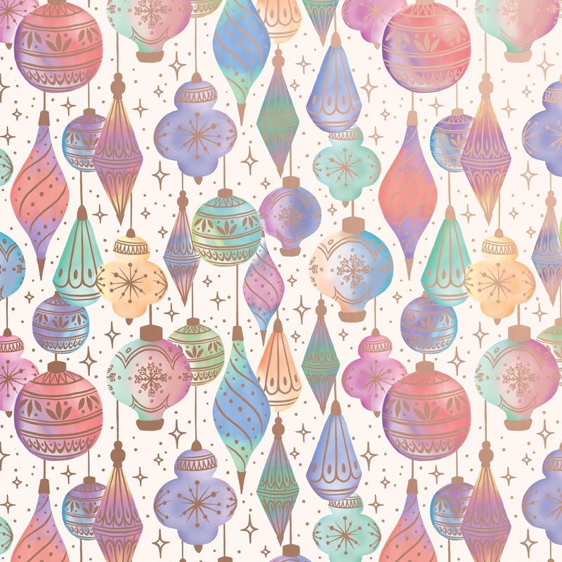 Watercolor Ornaments Christmas Gift Wrap