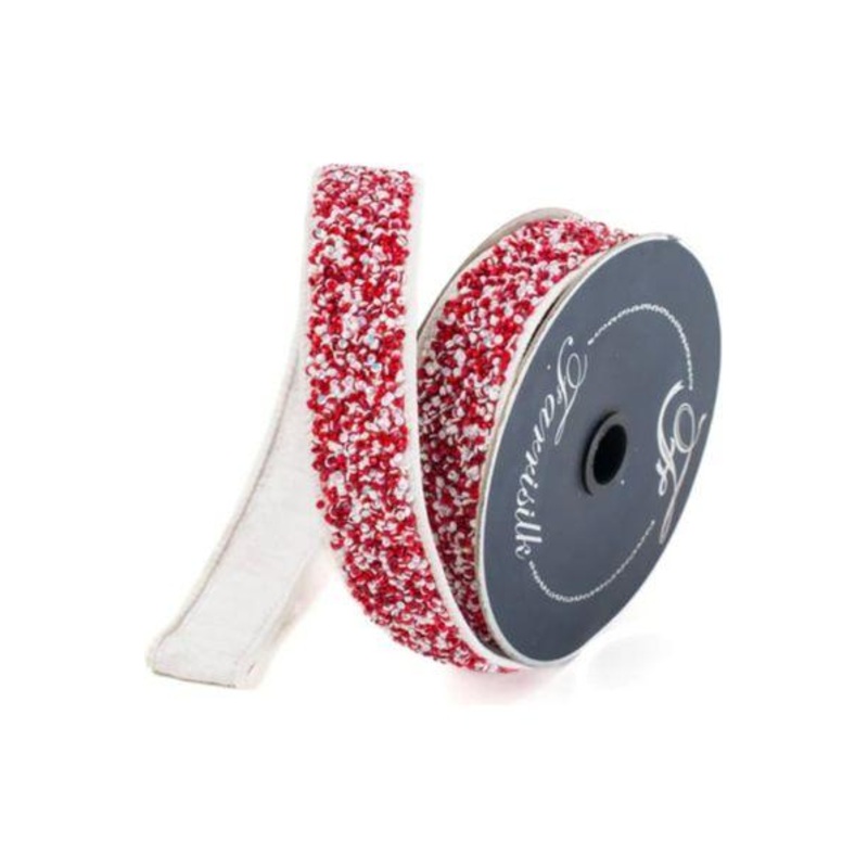 1.5″ Peppermint Multi Sprinkles Ribbon: Red/White  (10 Yards)