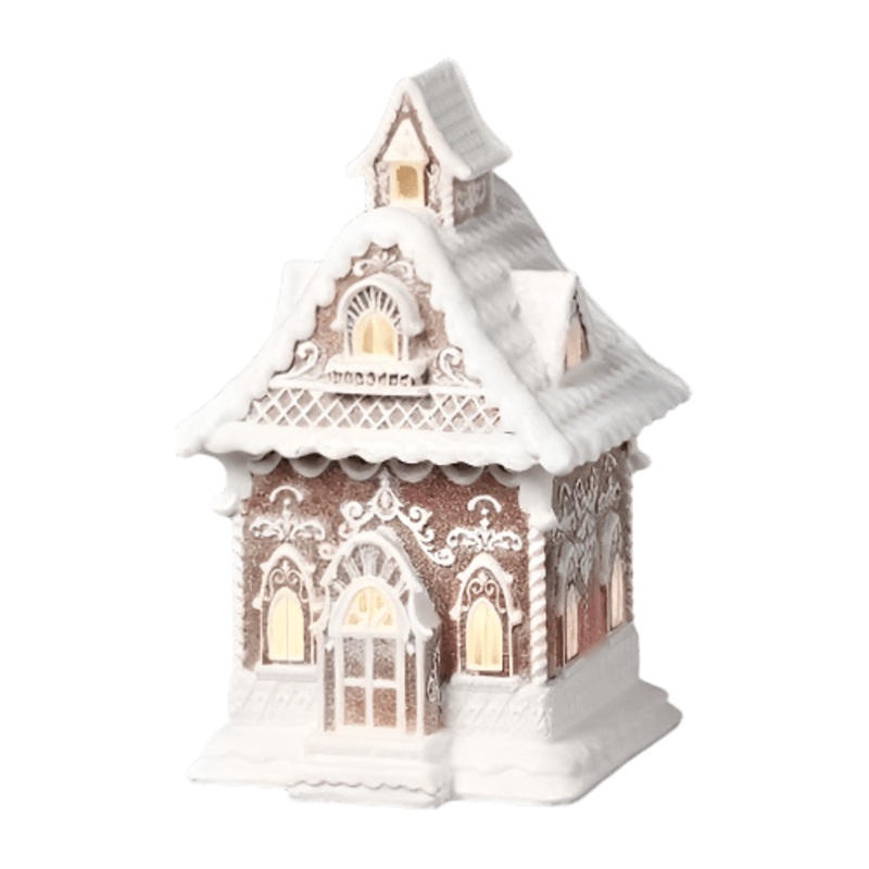 10.5in Lighted Gingerbread House Figurine