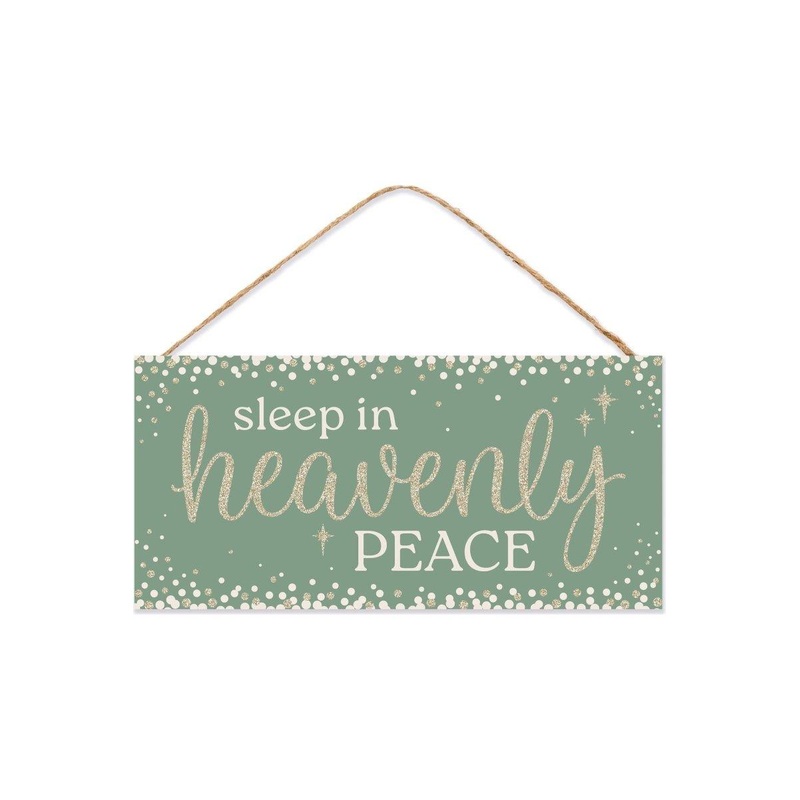 12″ Wooden Sign: Sleep In Peace Glitter