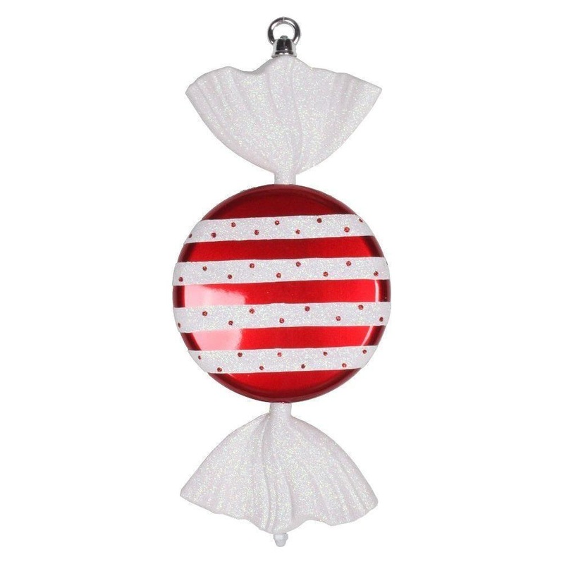 13″ Red-White Striped Flat Candy Ornament