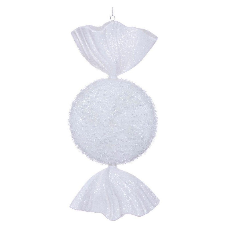 18″ White Icy Sugar Candy Ornament