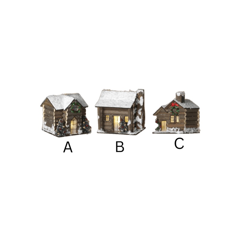 3.75″ Lighted Wood House Ornament