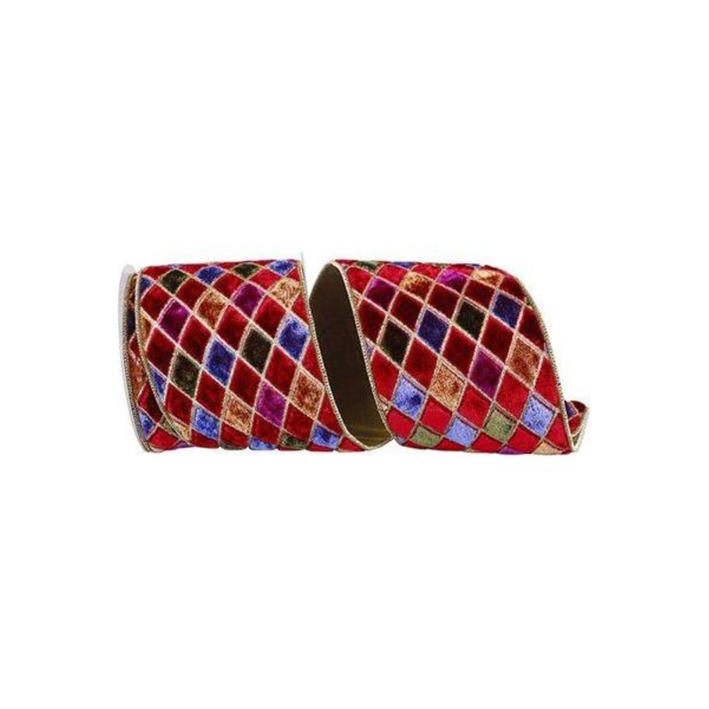 4″ Diamond Velvet Jewel Deluxe Ribbon: Wine (5 Yards)