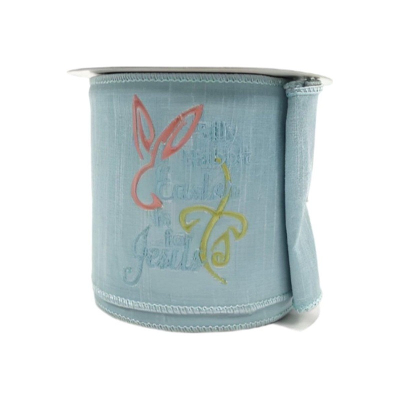 4″ Embroidery Silly Rabbit Ribbon: Blue (10 Yards)