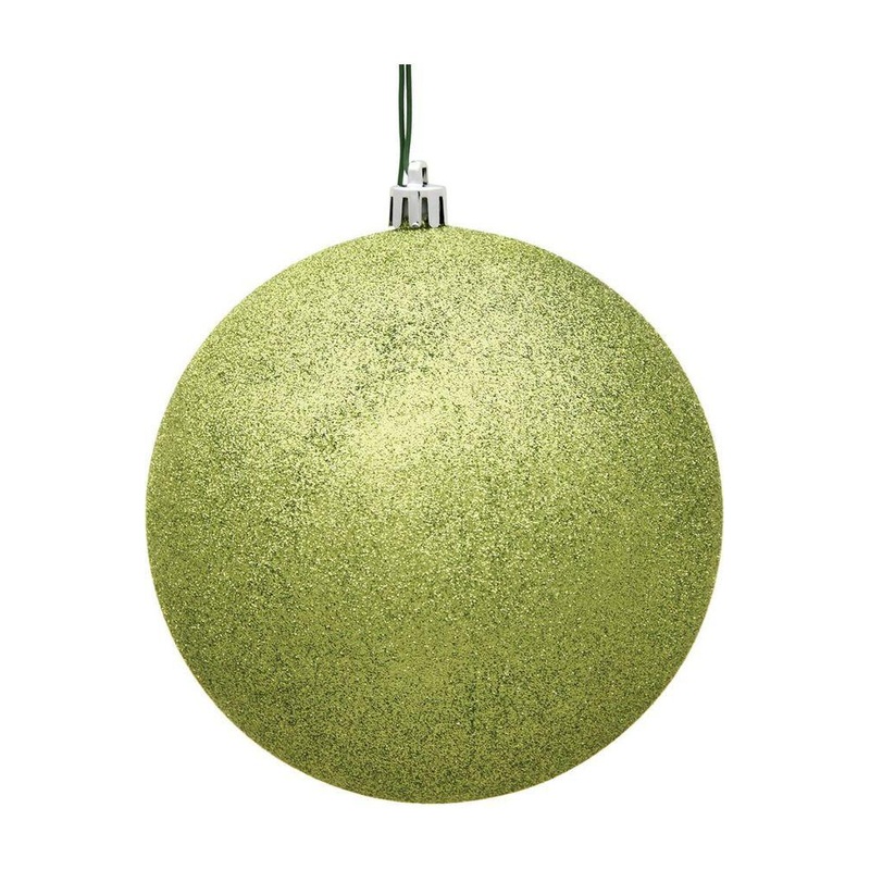 4″ Glitter Lime Green Ball Christmas Ornament (6 pack)