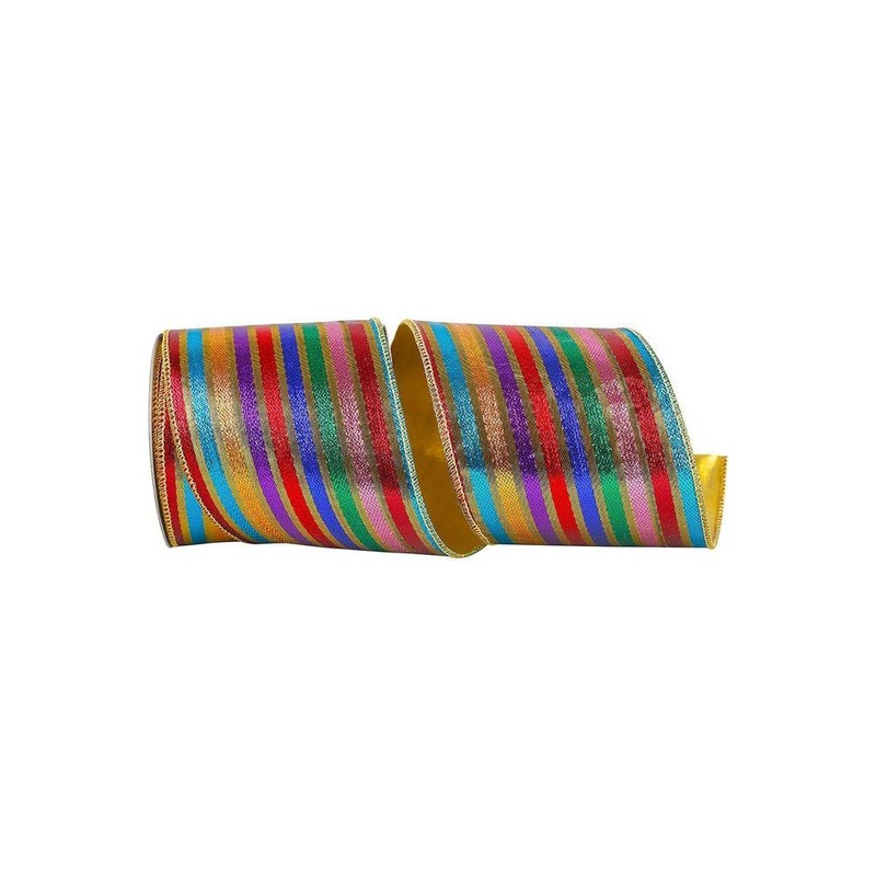 4″ Metallic Jewel Stripe Shine Ribbon: Multi (10 Yards)