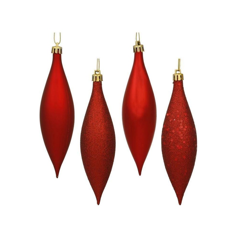 5.5″ Red Drop Ornaments (Asst 4)