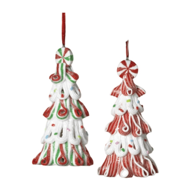 5″ Clay Dough Holiday Candy Tree Ornament (Set of 2)