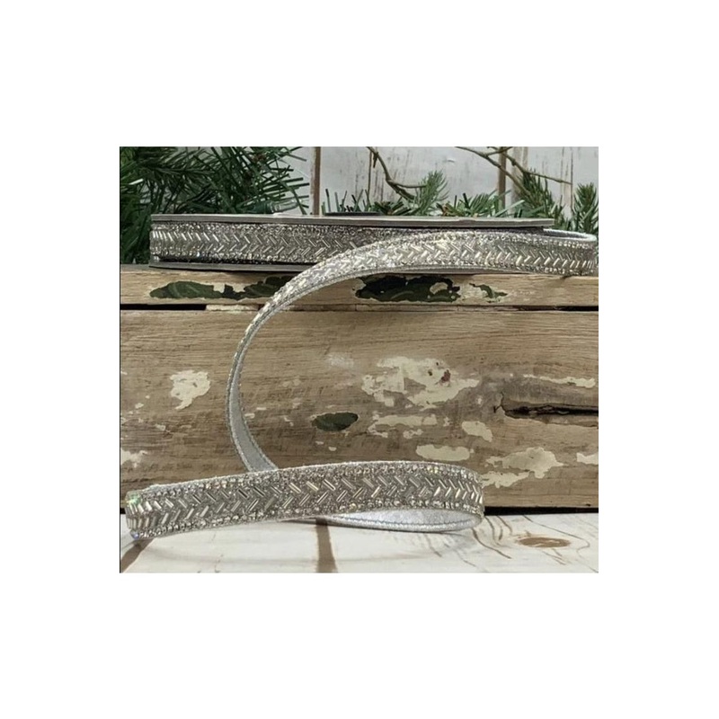 .5″ Silver Bead Chevron Ribbon