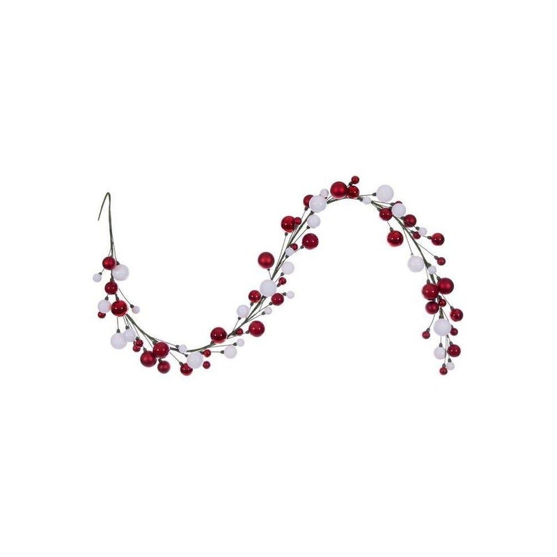 6′ Ball Branch Garland: Red and White