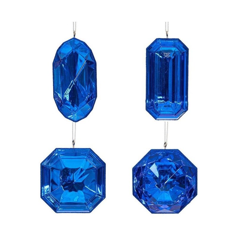 Acrylic Jewel Assortment Ornament: Blue (Set 4)