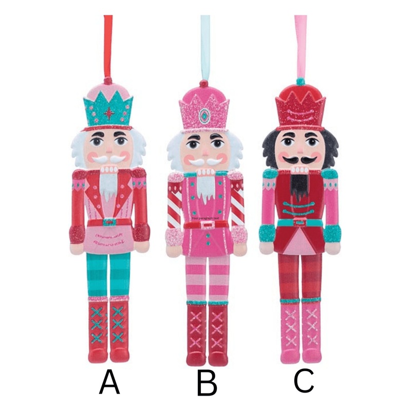 Pink and Red Tin Nutcracker Ornament