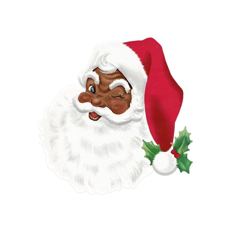 12″ Metal Embossed African Santa Face