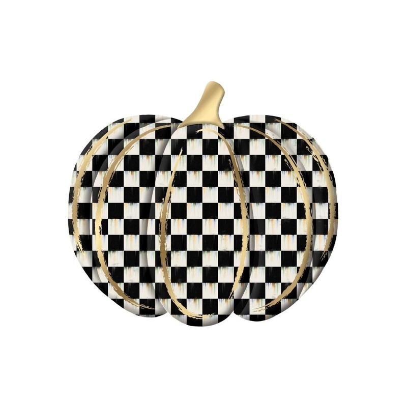 12″ Metal Embossed Hanger: Black Check