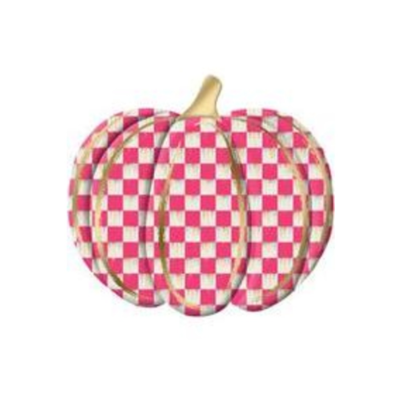 12″ Metal Embossed Hanger: Hot Pink Check