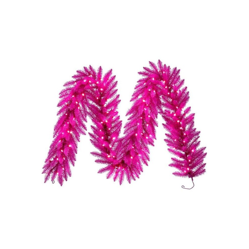 9′ Hot Pink Artificial Pre-Lit Garland