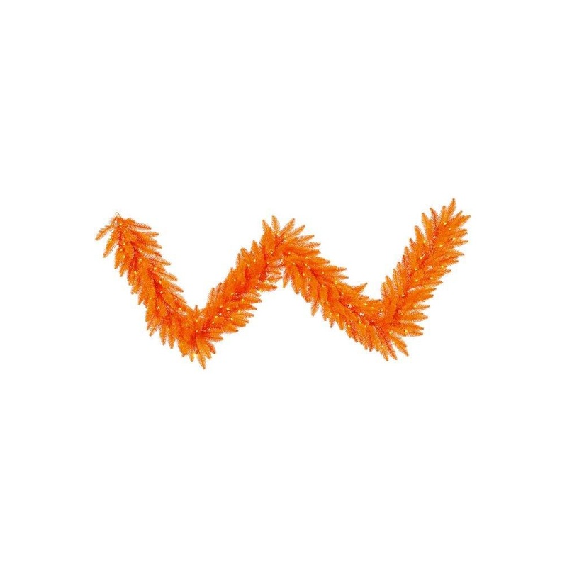 9′ Orange Fir Garland, Dura-Lit LED lights