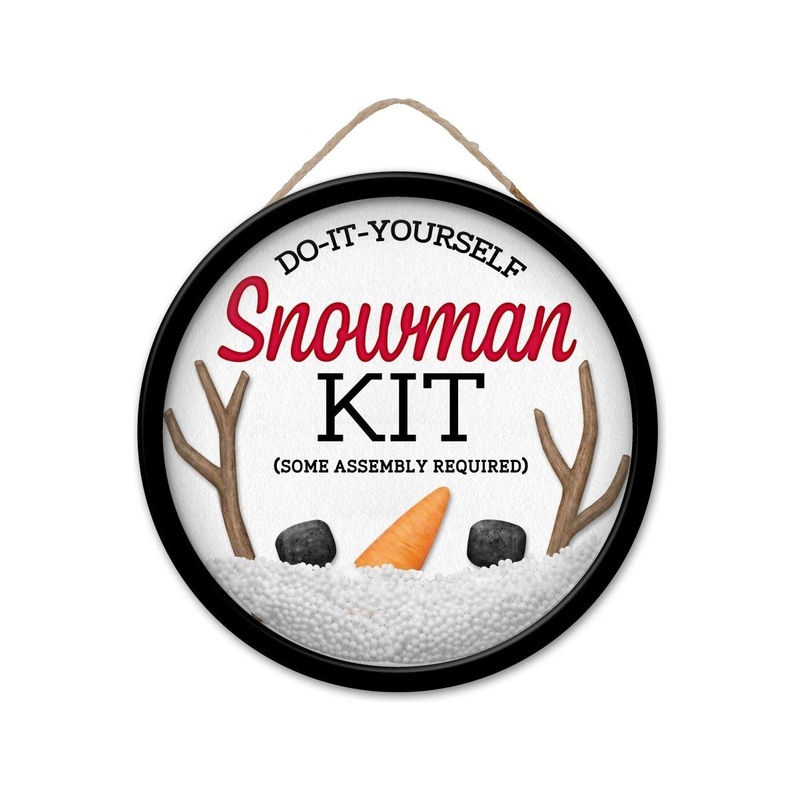 9″ Wooden Round Sign: DIY Snowman Kit Globe