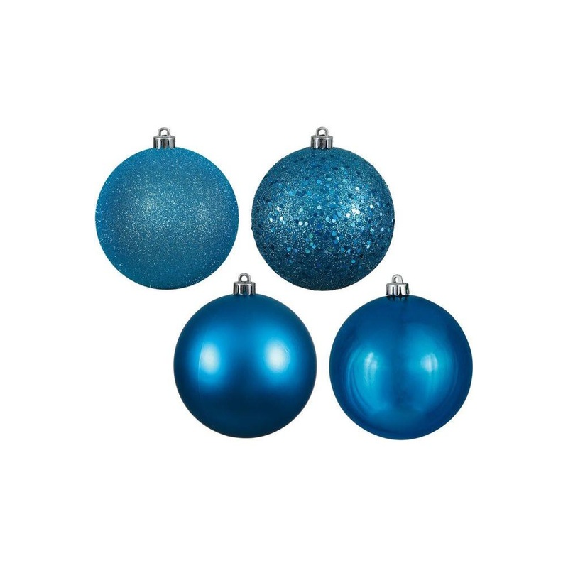Turquoise 4-Finish Ball Ornament Assortment (Set of 20)
