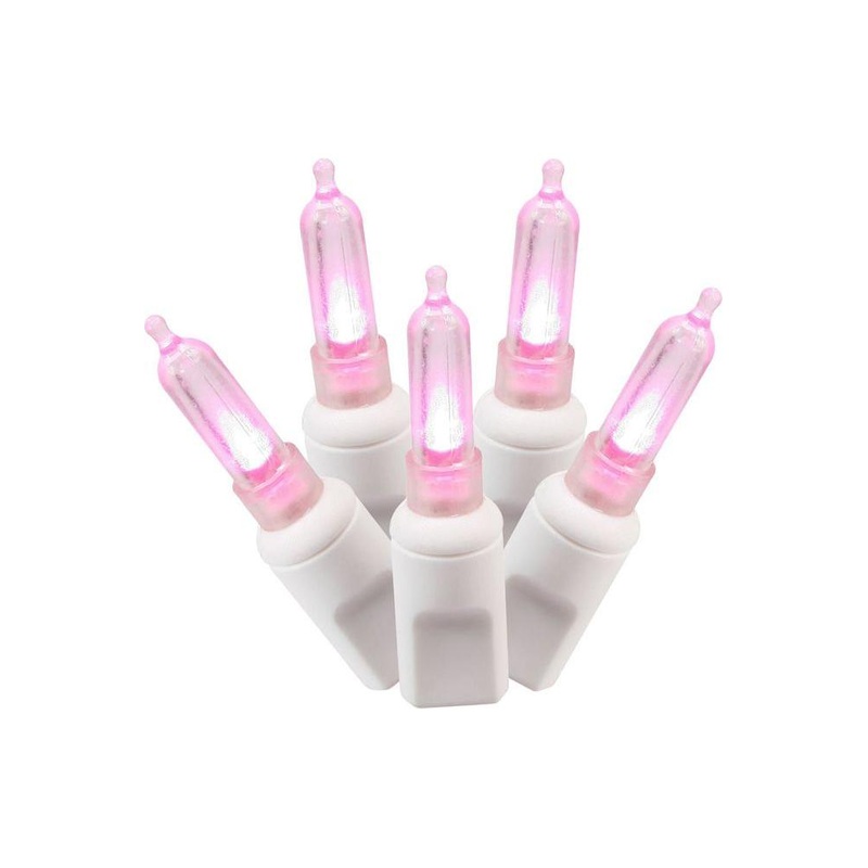 Vickerman 50 Pink Italian LED on White Wire