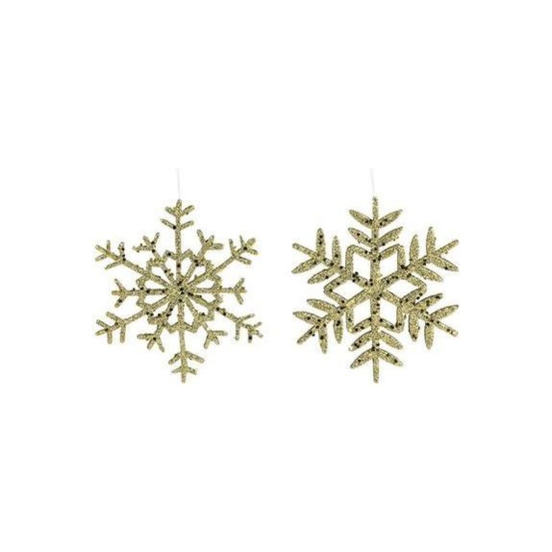 10″ Glitter Snowflake Ornament: Gold (Asst 2)