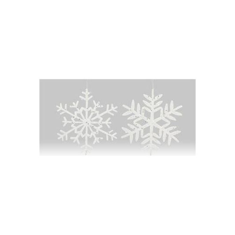 10″ Glitter Snowflake Ornament: White (Asst 2)