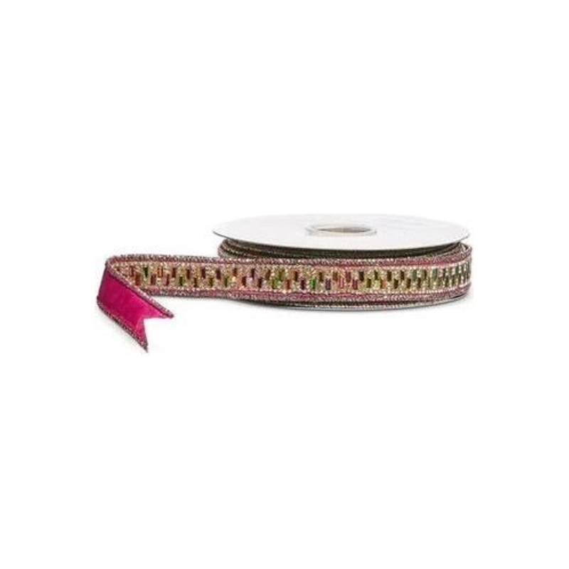 1.5″ Jeweled Metallic Wired Ribbon (5 Yards)