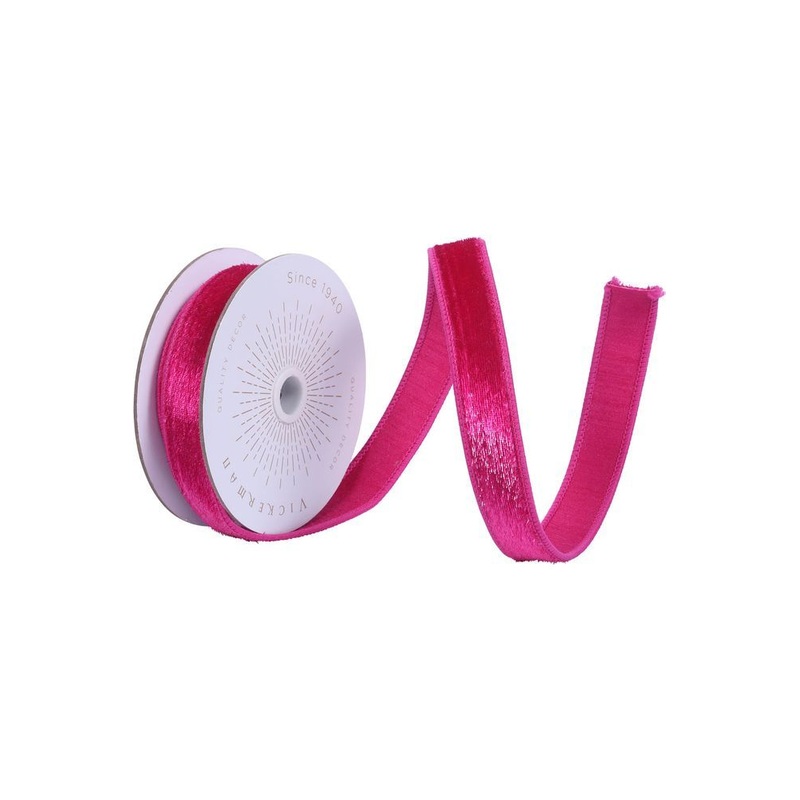 1″ Velvet Luster Wired Ribbon: Fuchsia (10 Yards)