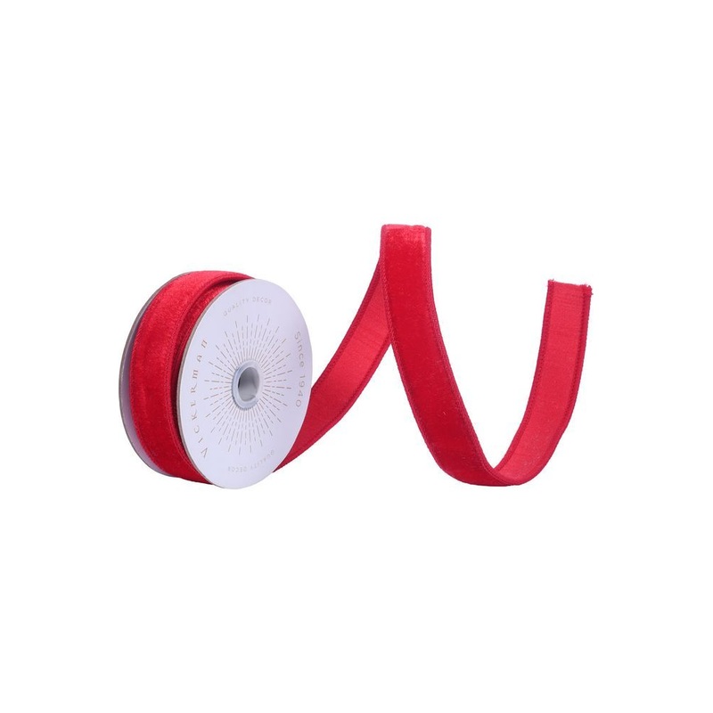 1″ Velvet Luster Wired Ribbon: Red (10 Yards)