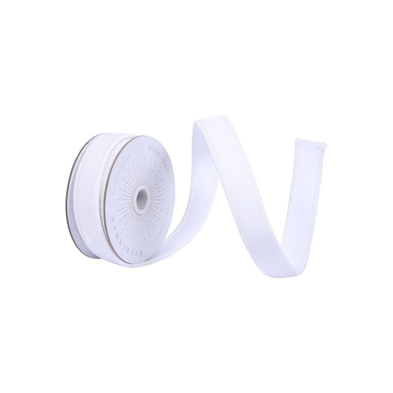 1″ Velvet Luster Wired Ribbon: White (10 Yards)