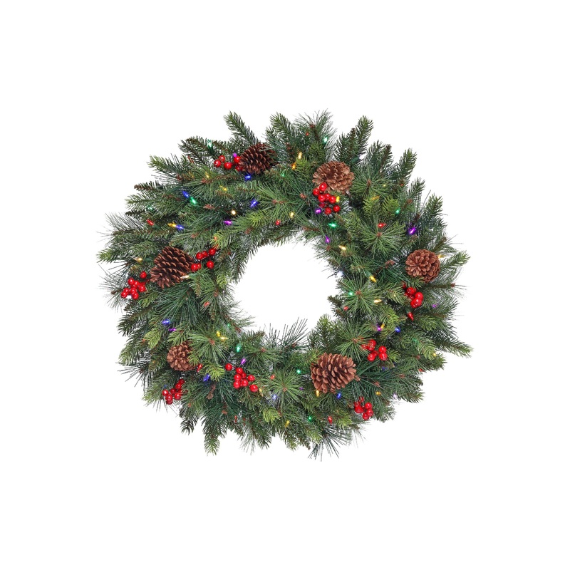 30″ LED Forrest Berry Fir Wreath