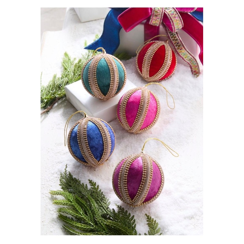 4″ Velvet Jeweled Ball Ornament