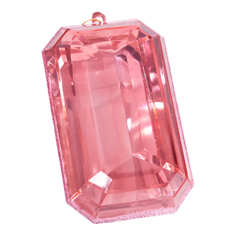 9″ Acrylic Emerald Cut Precious Gem Ornament: Pink